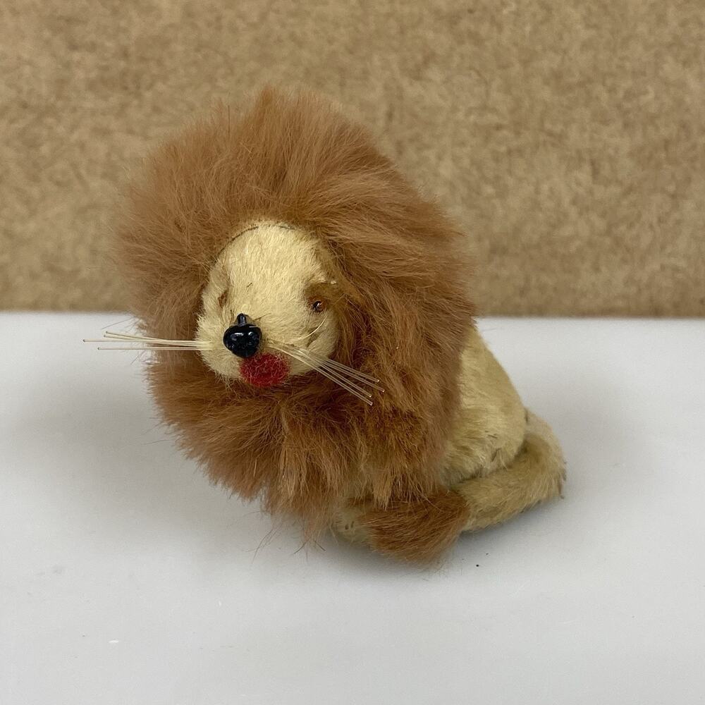 Vintage Original Fur Toys Lion Miniature Figurine West Germany